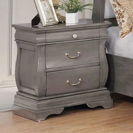 Traditional European Inspired Nightstand with Felt-Lined Tray Drawer