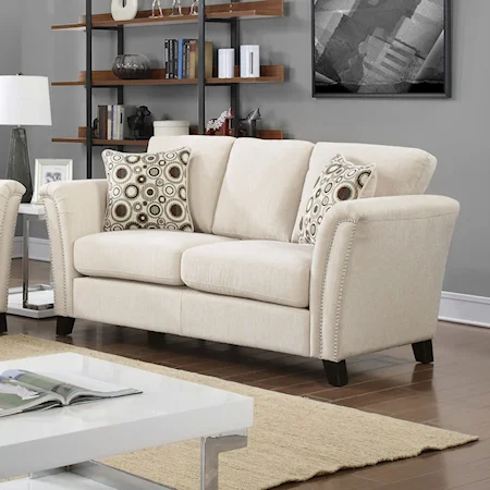 Transitional Loveseat with Nailhead Trim