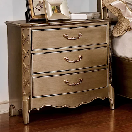 Glam Night Stand with Ornate Carved Accents