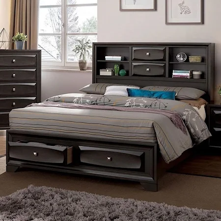 Transitional Queen Bookcase Bed