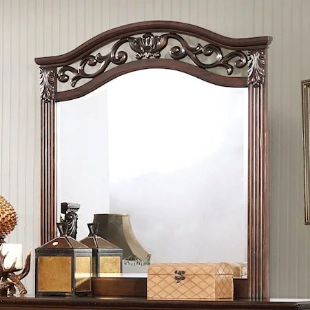 Traditional Mirror with Metal Scrolling