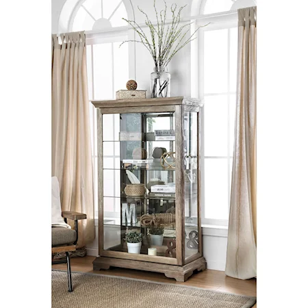 Transitional Display Shelf with Mirrored Back