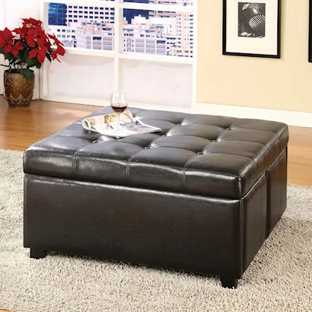 Contemporary Ottoman with 4 Storage Drawers
