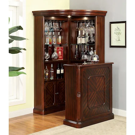 Traditional Bar/Curio Cabinet with Showcasing Light