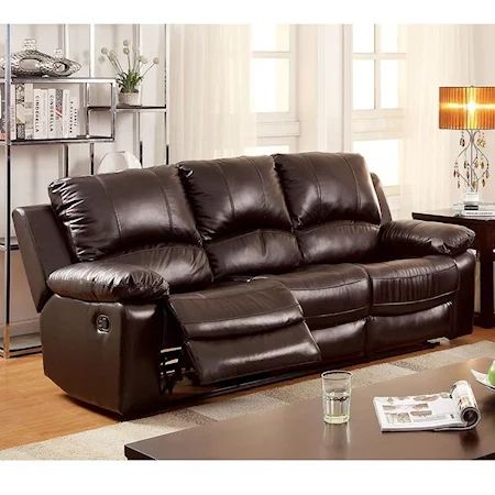 Reclining Sofa with Top Grain Leather Match