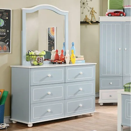 Transitional Two-Toned Dresser and Mirror Set