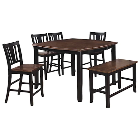 Transitional 6 Pc Counter Height Dining Set