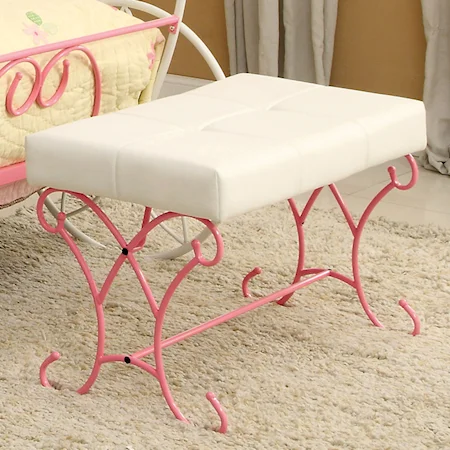Princess Bed Vanity Bench with Leatherette Seat