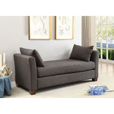 Contemporary Upholstered Bench with Two Pillows