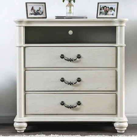 Traditional 3-Drawer Media Chest with Component Shelf