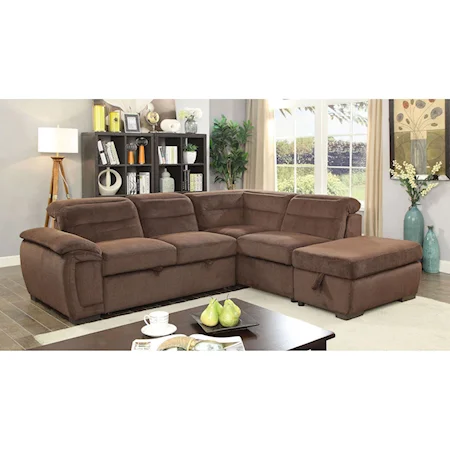 Sectional with Adjustable Headrest and Sleeper