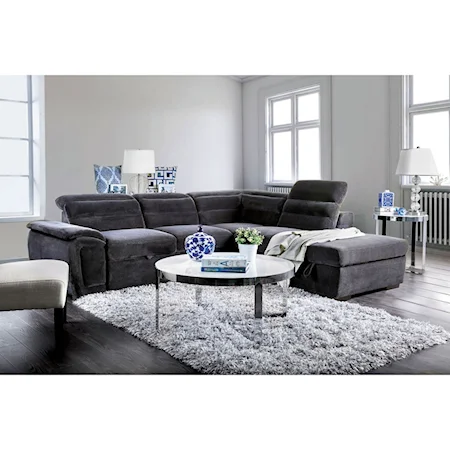 Sectional with Adjustable Headrest and Sleeper