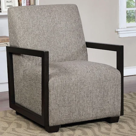 Contemporary Accent Chair with Square Wood Arms