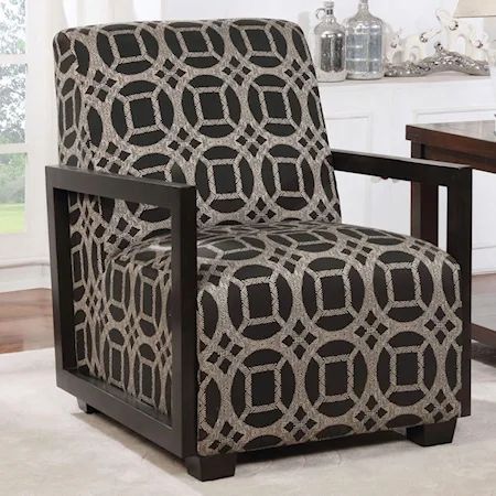 Contemporary Accent Chair with Square Wood Arms