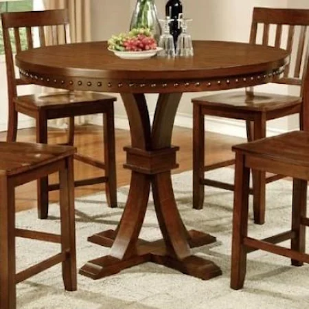 Transitional Round Counter Height Pedestal Table