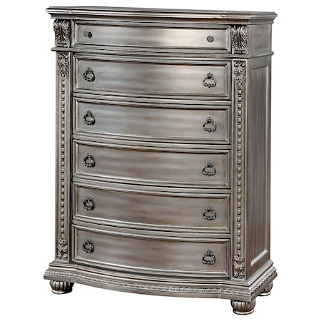 Traditional 6-Drawer Chest with Felt-Lined Top Drawer