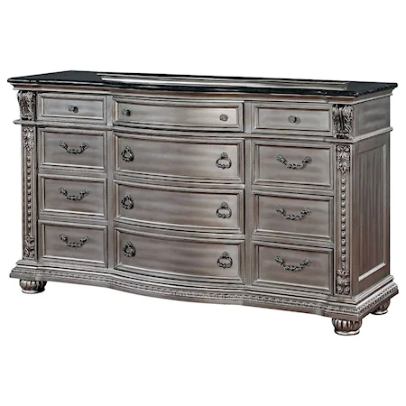 Traditional 12-Drawer Dresser with Felt-Lined Top Drawers