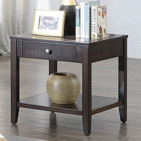 Square End Table with Celestite Table Top Insert