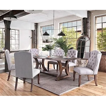 Transitional Table, 4 Side Chairs, and 2 Wingback Chairs