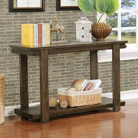 Rustic Sofa Table with Built In Shelf