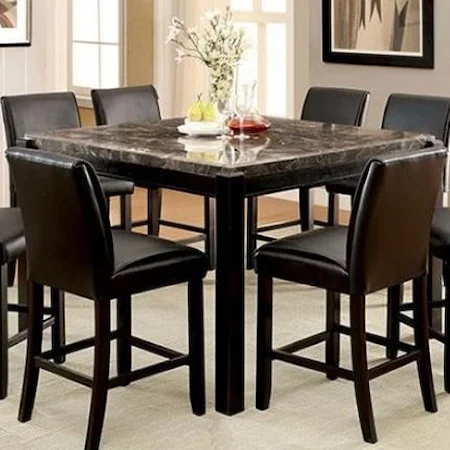 Contemporary Counter Height Dining Table with Marble Top