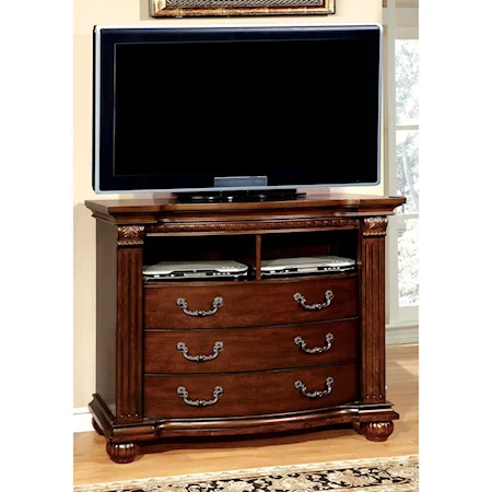 Traditional Media Chest with Open Shelves
