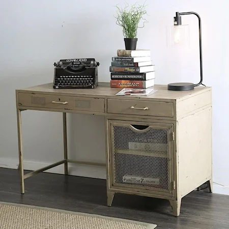 Industrial Metal Desk with Distressed Finish