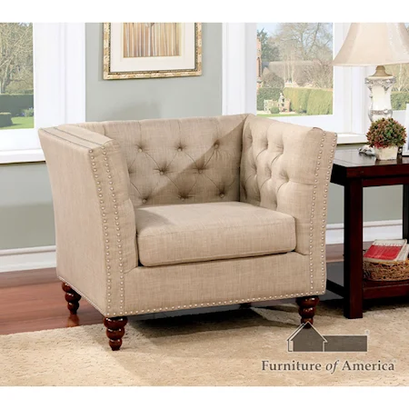 Transitional Upholstered Chair with Tufted Back