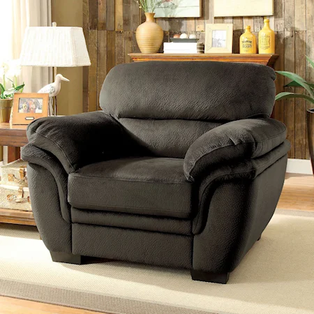 Casual Chair with Pillow Padding and Microfiber Upholstery