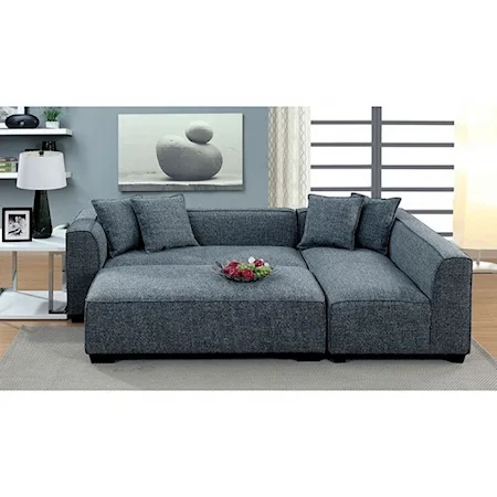 Contemporary L-Shaped Sectional and Ottoman