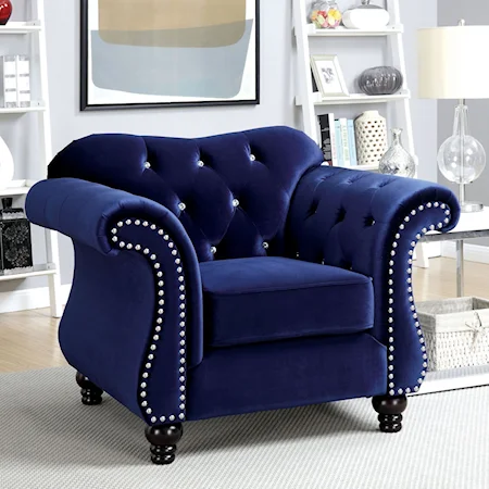 Chair with Tufted Back and Nailhead Trim