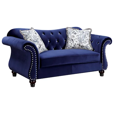 Loveseat with Tufted Back and Nailhead trim
