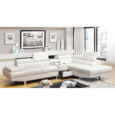 Contemporary Sectional Sofa with Speaker Console