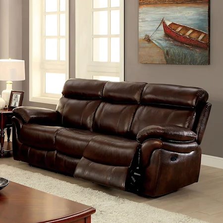 Casual Leather Match Reclining Sofa