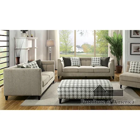 Contemporary 3 Piece Living Room Set with Sofa, Loveseat, Chair