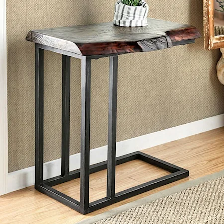 Industrial Side Table with Rustic Finish Top