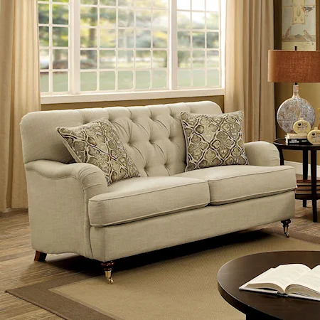 Traditional Loveseat with Deep Button Tufting