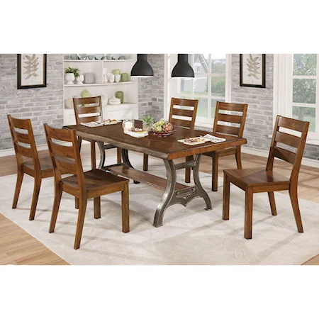 Rustic 7-Piece Dining Set with Live Edge Table