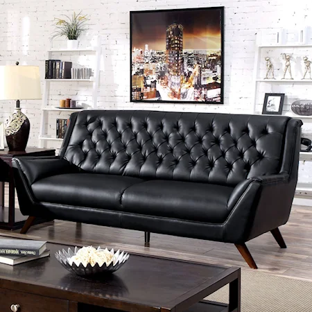 Mid-Century Modern Sofa with Tufted Back