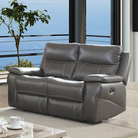 Casual Power Leather Match Reclining Loveseat with Power Headrest and USB Port