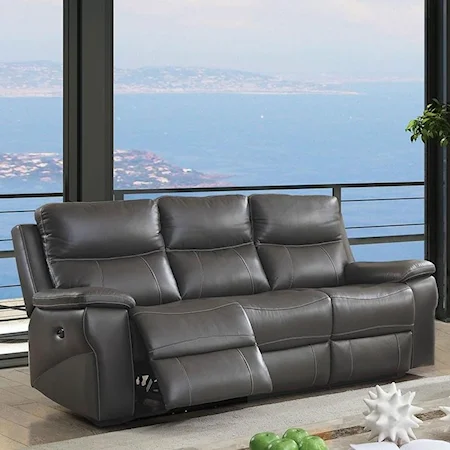 Casual Power Leather Match Reclining Sofa with Power Headrest and USB Port