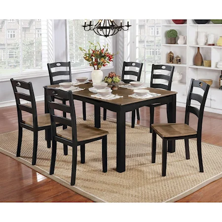 Vintage 7 Piece Dining Set with Two Tone Finish