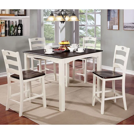 Vintage 5 Piece Counter Height Dining Set with Two Tone Finish