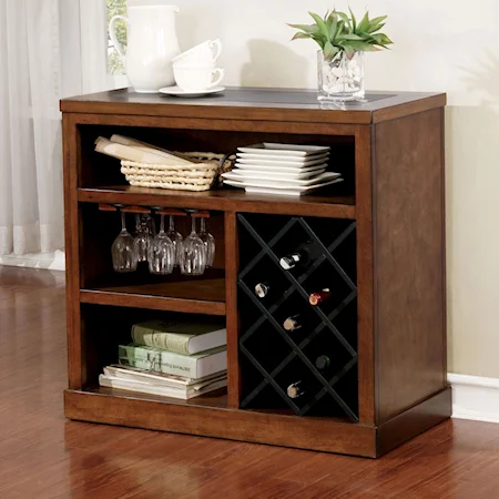 Transitional Dining Server with Wine Bottle Rack and Stemware Rack