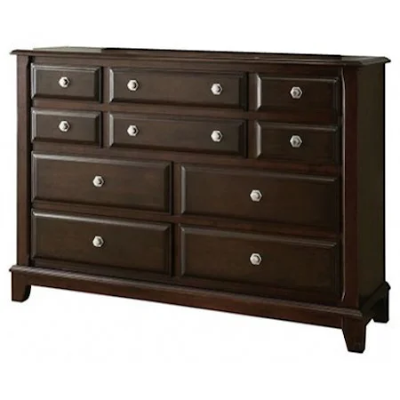 Traditional 10-Drawer Dresser with Felt-Lined Top Drawers