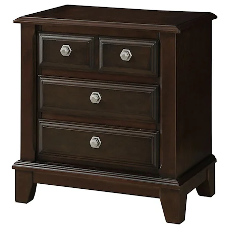 Traditional 4-Drawer Nightstand with Felt-Lined Top Drawers