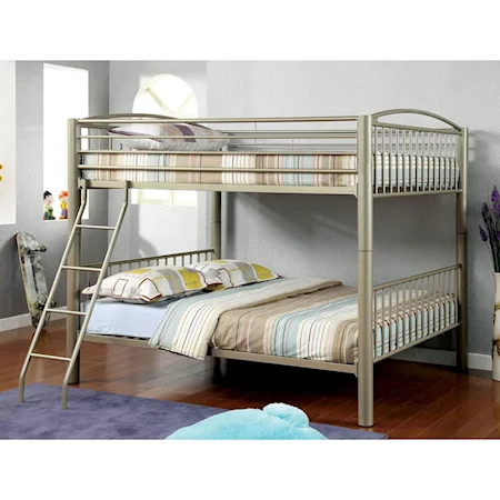 Transitional Metallic Gold Full Over Full Youth Bunk Bed