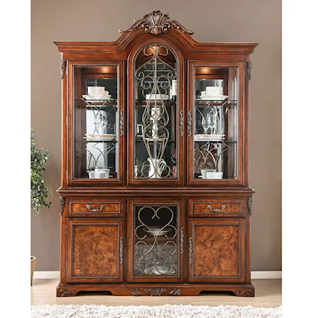 Traditional Hutch & Buffet with Lighting