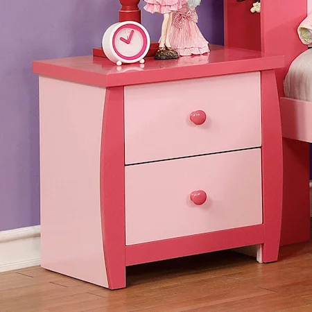 Contemporary Youth Bedroom 2 Drawer Nightstand