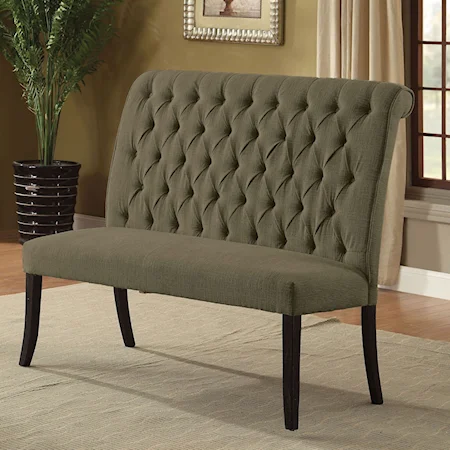 Contemporary Love Seat Bench with Tufted Back